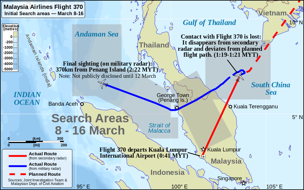 ‪‪Malaysia Airlines Flight 370‬‬ Destinaiton